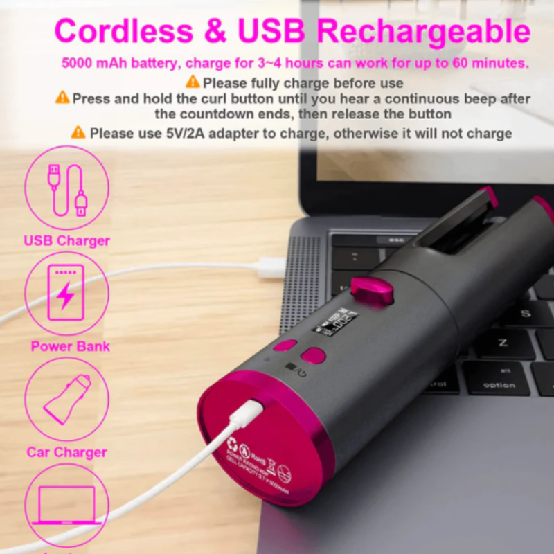 Comprar Ondulador Rizador Recargable Profesional en Electroshopy - Ángulo 2